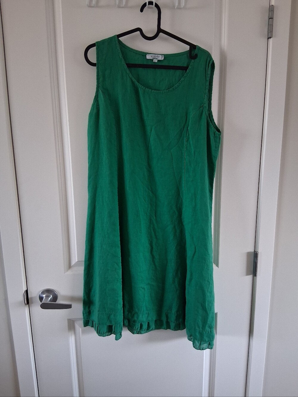 Lightweight Green Sleeveless Italian Linen Dress